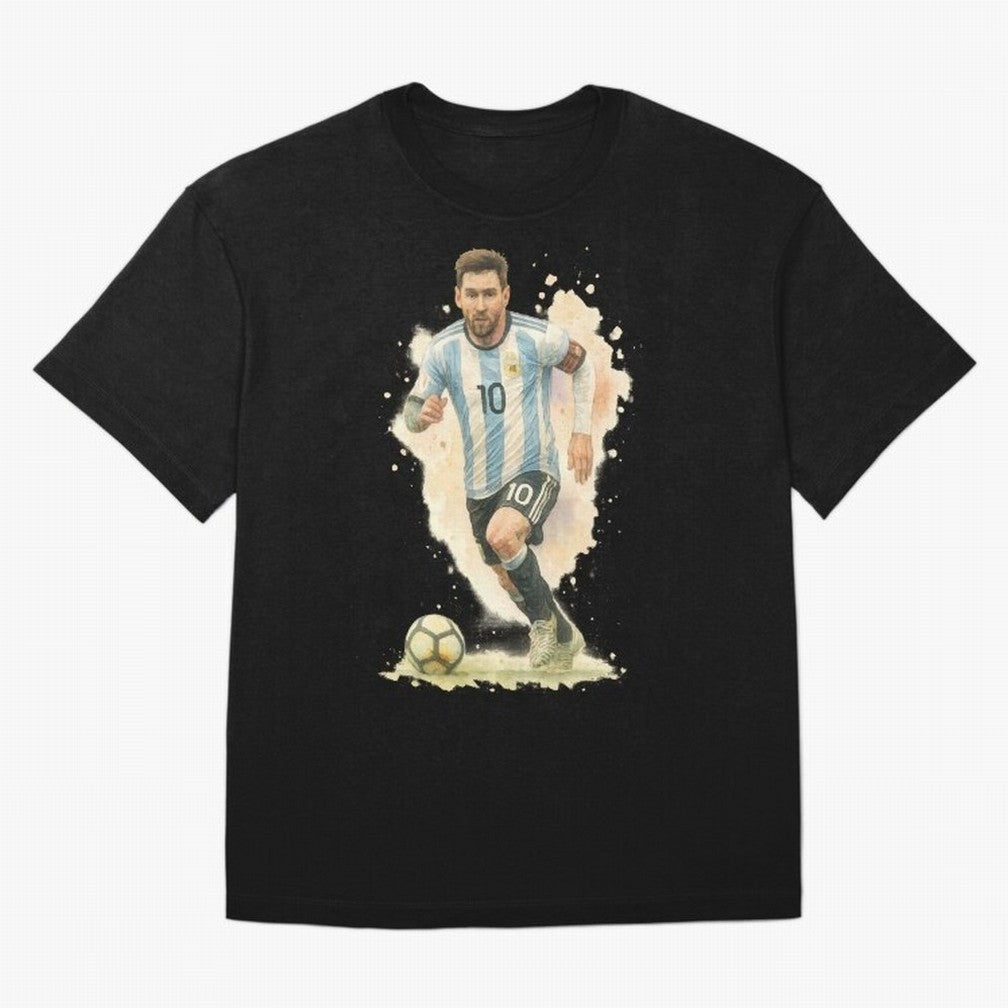 skills Lionel Messi watercolor illustration Classic T-Shirt Celebrate Fan Culture around Global Football Passion for FIFA World Cup 2026 USA Canada Mexico, Featuring Messi, Portugal, Spain and Germany, Football Passion, Legendary Performances,