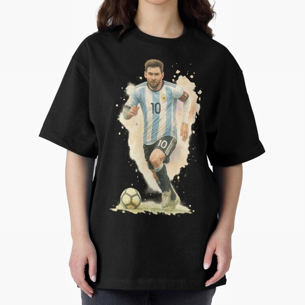 skills Lionel Messi watercolor illustration Classic T-Shirt Celebrate Fan Culture around Global Football Passion for FIFA World Cup 2026 USA Canada Mexico, Featuring Messi, Portugal, Spain and Germany, Football Passion, Legendary Performances,