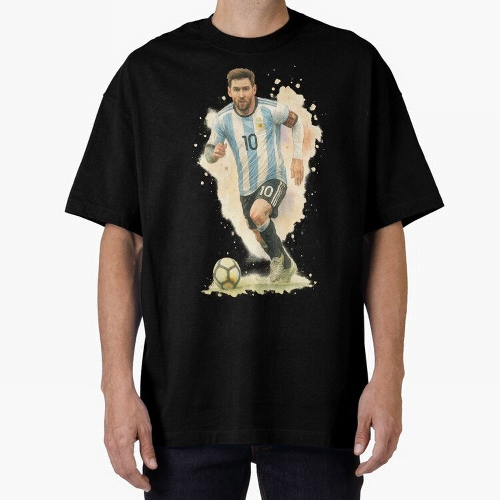 skills Lionel Messi watercolor illustration Classic T-Shirt Celebrate Fan Culture around Global Football Passion for FIFA World Cup 2026 USA Canada Mexico, Featuring Messi, Portugal, Spain and Germany, Football Passion, Legendary Performances,