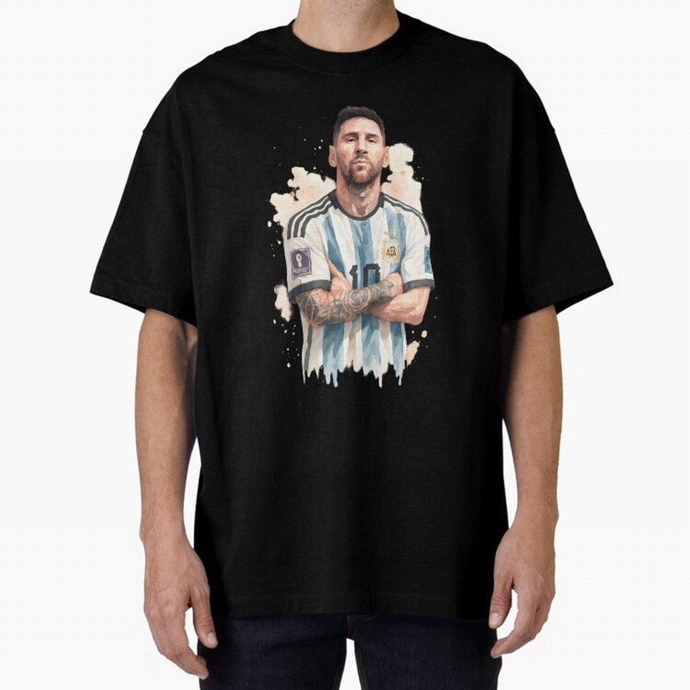 Lionel Messi watercolor illustration Classic T-Shirt Show Championship Spirit for FIFA World Cup 2026 Featuring Messi and Cristiano Ronaldo, Netherlands Energy, Champion Mindset, Group Stage Buzz, Knockout Tension and Passionate Fan Culture; Made