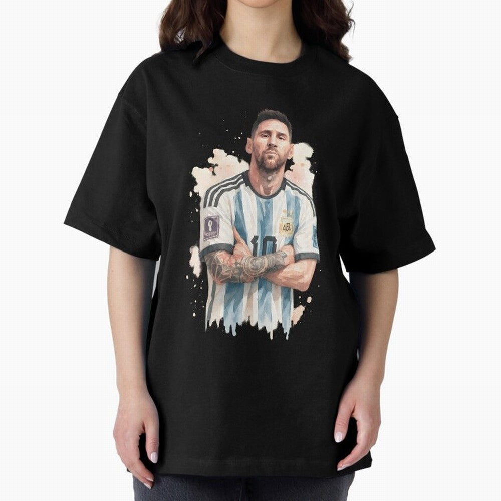 Lionel Messi watercolor illustration Classic T-Shirt Show Championship Spirit for FIFA World Cup 2026 Featuring Messi and Cristiano Ronaldo, Netherlands Energy, Champion Mindset, Group Stage Buzz, Knockout Tension and Passionate Fan Culture; Made