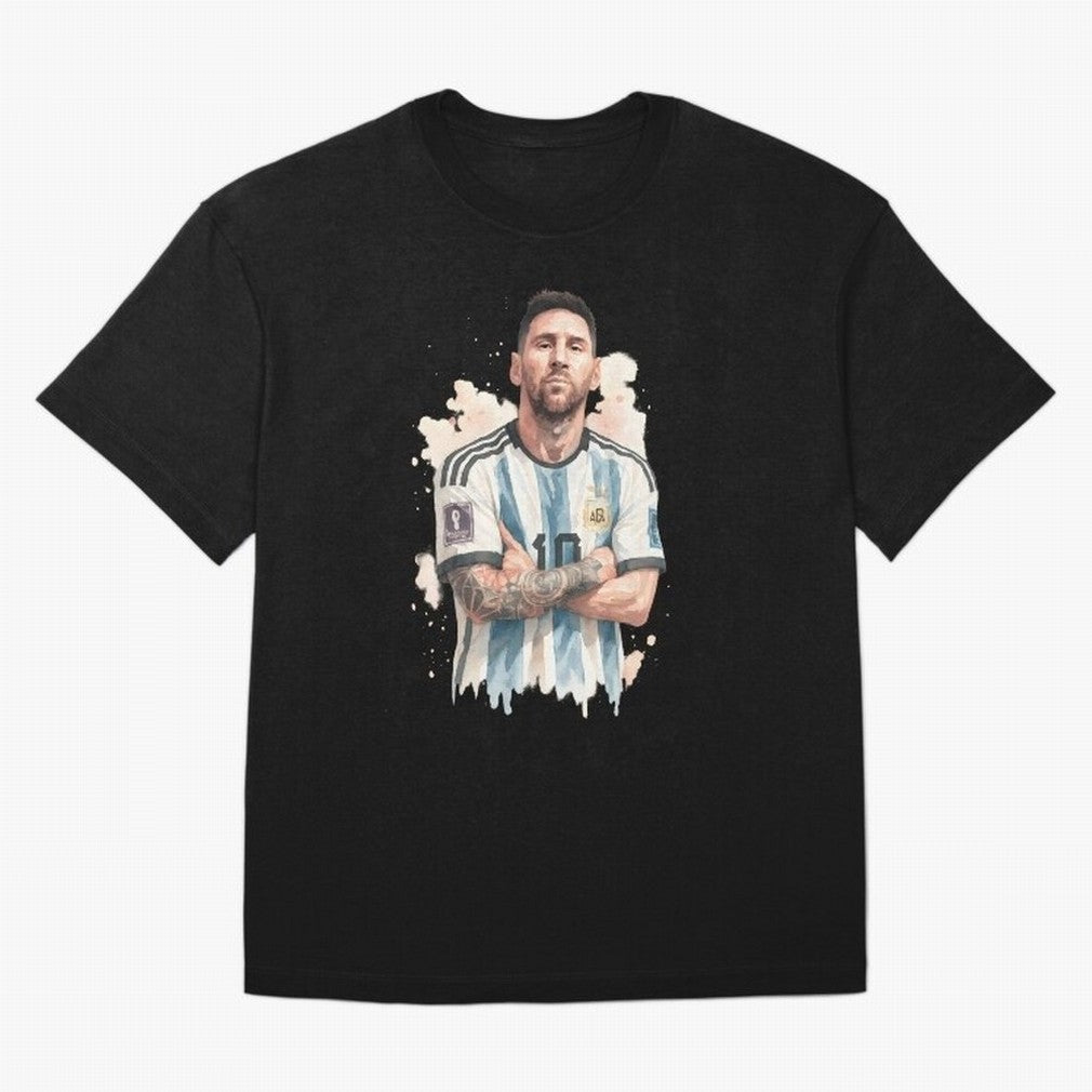 Lionel Messi watercolor illustration Classic T-Shirt Show Championship Spirit for FIFA World Cup 2026 Featuring Messi and Cristiano Ronaldo, Netherlands Energy, Champion Mindset, Group Stage Buzz, Knockout Tension and Passionate Fan Culture; Made