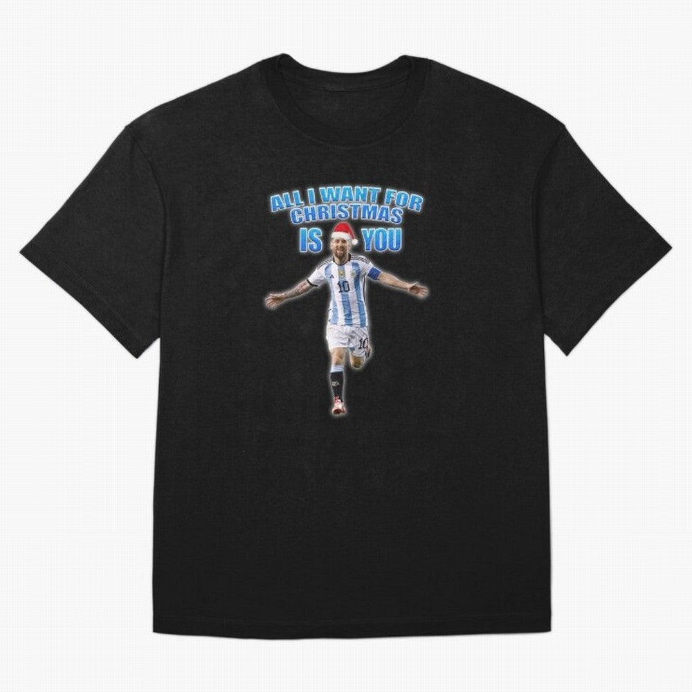 Lionel Messi Christmas Santa Claus Football Gift Oversized T-Shirt Mark Match Day Hype around FIFA World Cup 2026 Group Stage, CR7, England, Match Day Excitement, Supporter Culture, Golden Goals and Global Football Passion; Perfect for Supporters