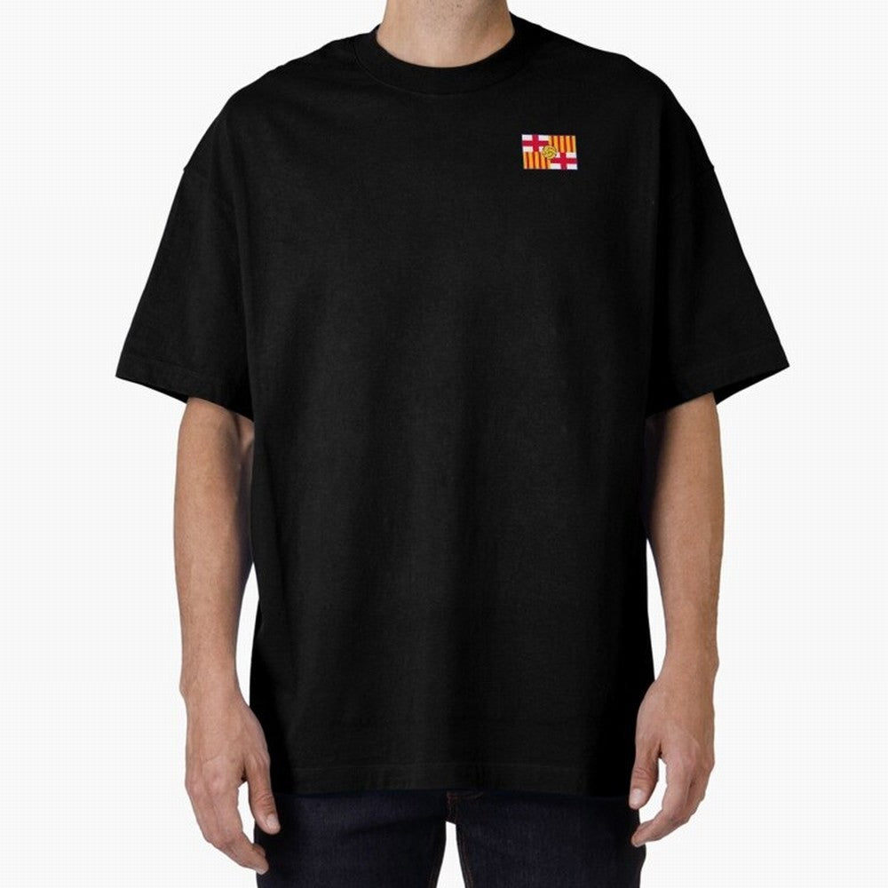 Vintage Catalan Football Heritage Flag Oversized T-Shirt Share the Excitement of Global Football Passion for FIFA World Cup 2026, Celebrating Mbappe, Brazil, Portugal and Argentina, Soccer Culture, Superstar Moments, National Team Dreams and