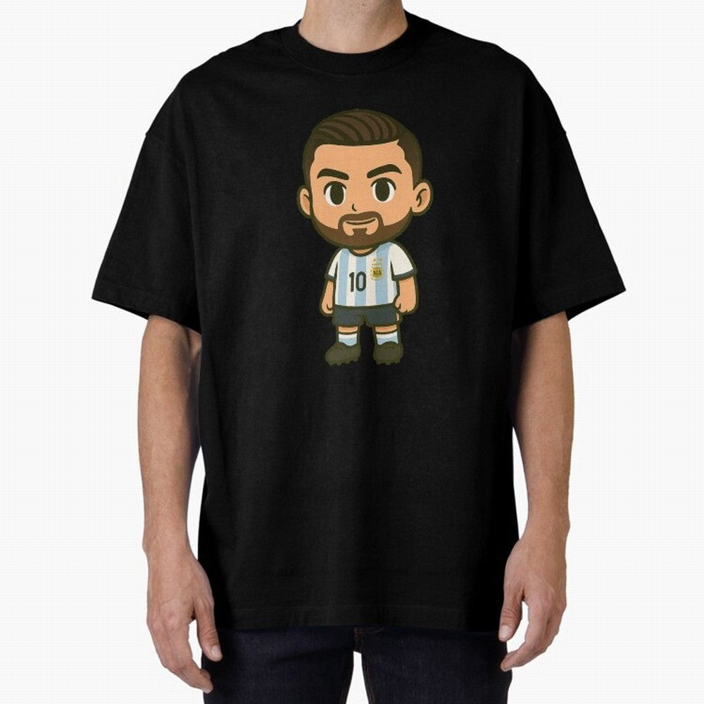 Lionel Messi Cartoon Art Argentina Classic T-Shirt Celebrate the Road through FIFA World Cup 2026 Group Stage Capturing Mbappe, Spain Energy, Retro Football Energy, Iconic Rivalries, Trophy Chase Drama and Stadium Atmosphere; Perfect for Fans,