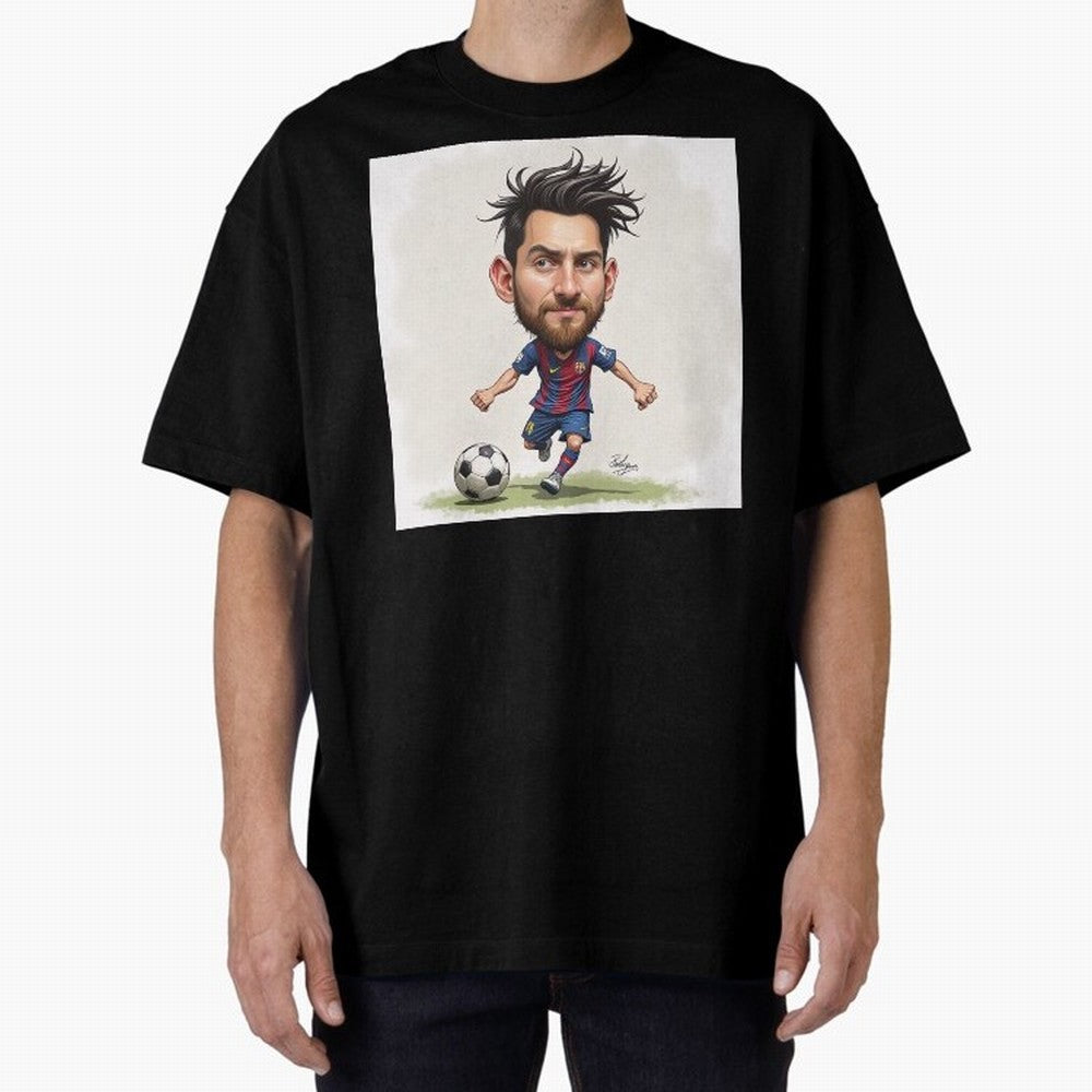 The Little Magician ¨C Caricature of Lionel Messi Oversized T-Shirt Make Game Day About FIFA World Cup 2026 Group Stage Connected to CR7 and Messi, Spain and Netherlands Energy, Football Passion, Legendary Performances, Festival Vibes and Supporter