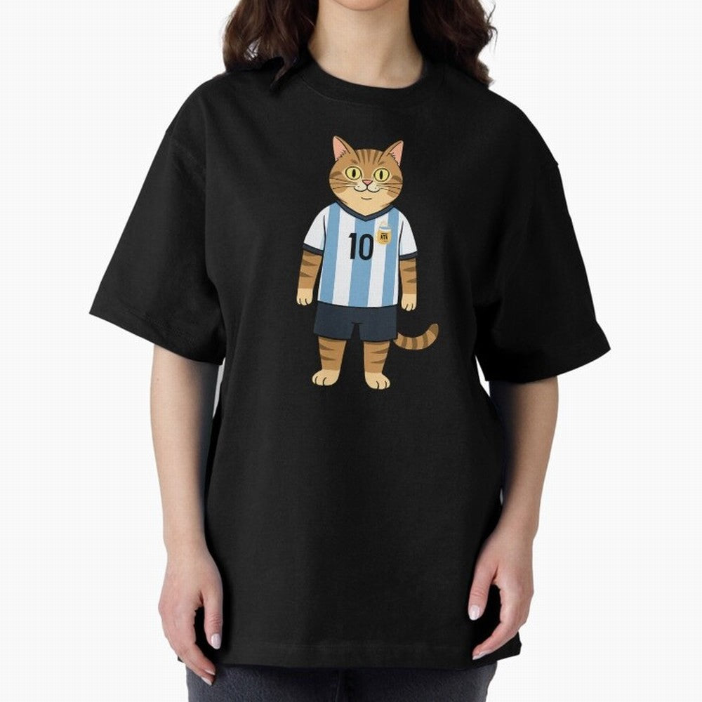 Lionel the Soccer Cat Oversized T-Shirt Share Global Football Passion for FIFA World Cup 2026 Group Stage, Celebrating Messi, Neymar and Mbappe, Spain and Netherlands, Soccer Culture, Superstar Moments, National Team Dreams and Competitive Fire;