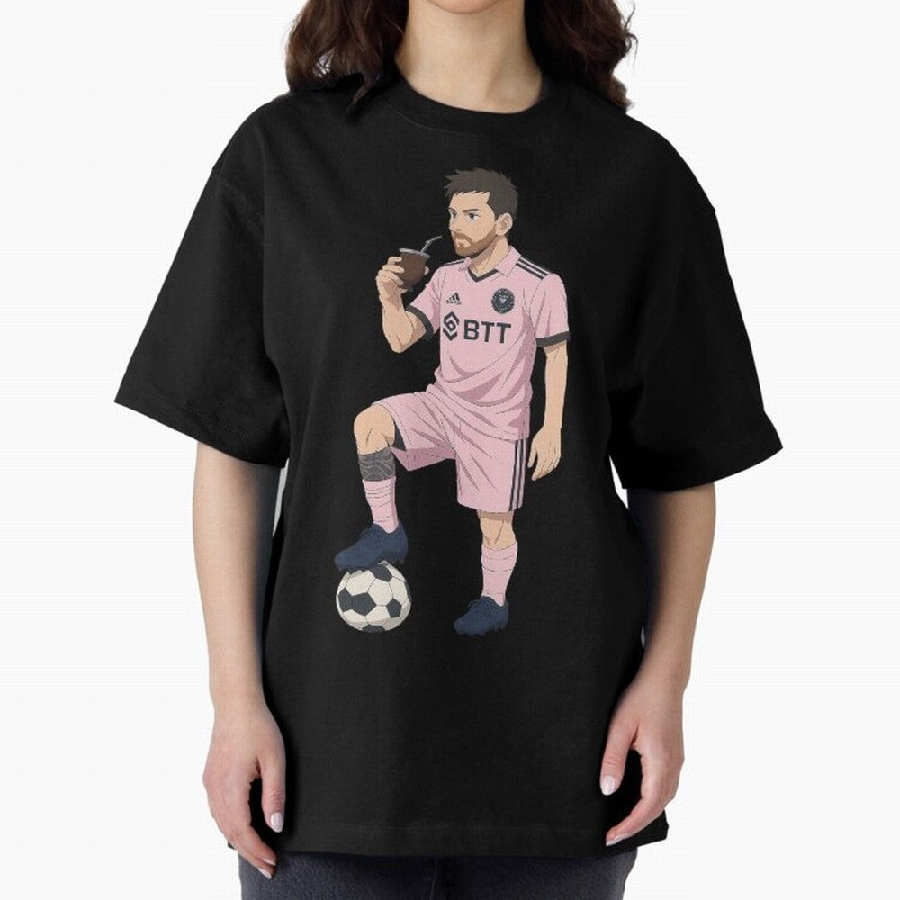 Lionel Messi Anime Style Drinking Mate - The Goat Inter Miami Classic T-Shirt Bring a Vintage Feel to the FIFA World Cup 2026 Group Stage Journey through Haaland Highlights, Brazil Pride, Vintage Soccer Flavor, Modern Football Stars, National Flags