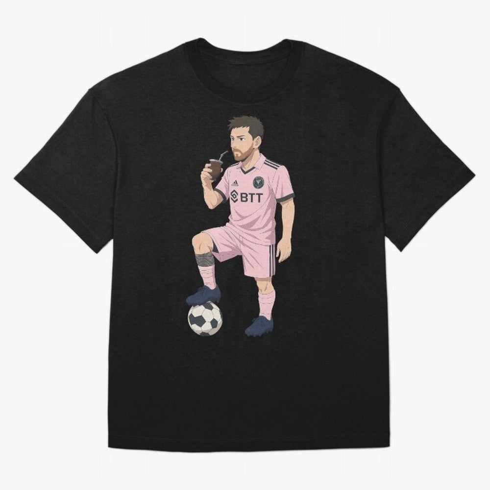 Lionel Messi Anime Style Drinking Mate - The Goat Inter Miami Classic T-Shirt Bring a Vintage Feel to the FIFA World Cup 2026 Group Stage Journey through Haaland Highlights, Brazil Pride, Vintage Soccer Flavor, Modern Football Stars, National Flags
