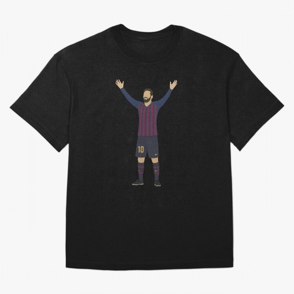 Leo Messi Celebration Sticker Oversized T-Shirt Show Match Day Excitement for Match Day Hype around FIFA World Cup 2026, CR7 and Messi, Spain, Championship Spirit, Famous Goals, Roaring Crowds and International Football Unity; Great for Watch