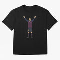 Leo Messi Celebration Sticker Oversized T-Shirt Show Match Day Excitement for Match Day Hype around FIFA World Cup 2026, CR7 and Messi, Spain, Championship Spirit, Famous Goals, Roaring Crowds and International Football Unity; Great for Watch