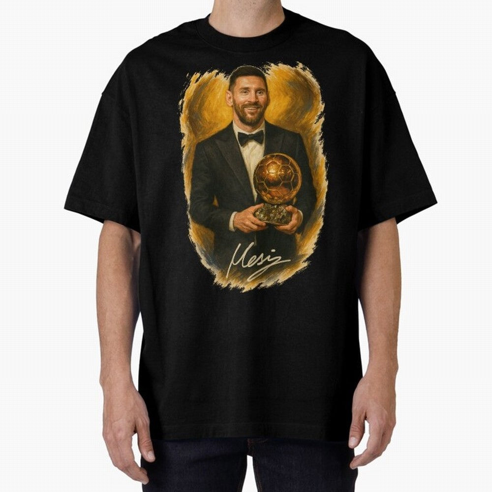Lionel Messi Ballon d'Or Portrait ¨C Football Legend in Tuxedo Holding Trophy Classic T-Shirt Turn Every Weekend Toward FIFA World Cup 2026 for Fans of CR7 and Portugal, Spain and Germany, Bringing Soccer Culture, Superstar Moments, National Team