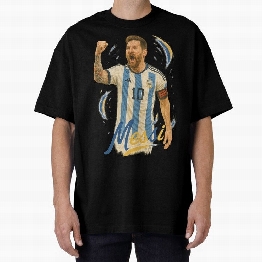 Lionel Messi Argentina Art ¨C Iconic World Cup Champion Tribute Design	 Oversized T-Shirt Step into FIFA World Cup 2026 Group Stage for Fans of Neymar and England and Germany, Bringing Stadium Chants, National Pride, Trophy Dreams and Unforgettable