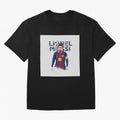 Stylized Lionel Messi Barcelona Illustration ¨C Iconic Football Artwork Oversized T-Shirt Show Support during Global Football Passion for FIFA World Cup 2026 USA Canada Mexico, Featuring Neymar, Argentina, France and Brazil, Stadium Chants,