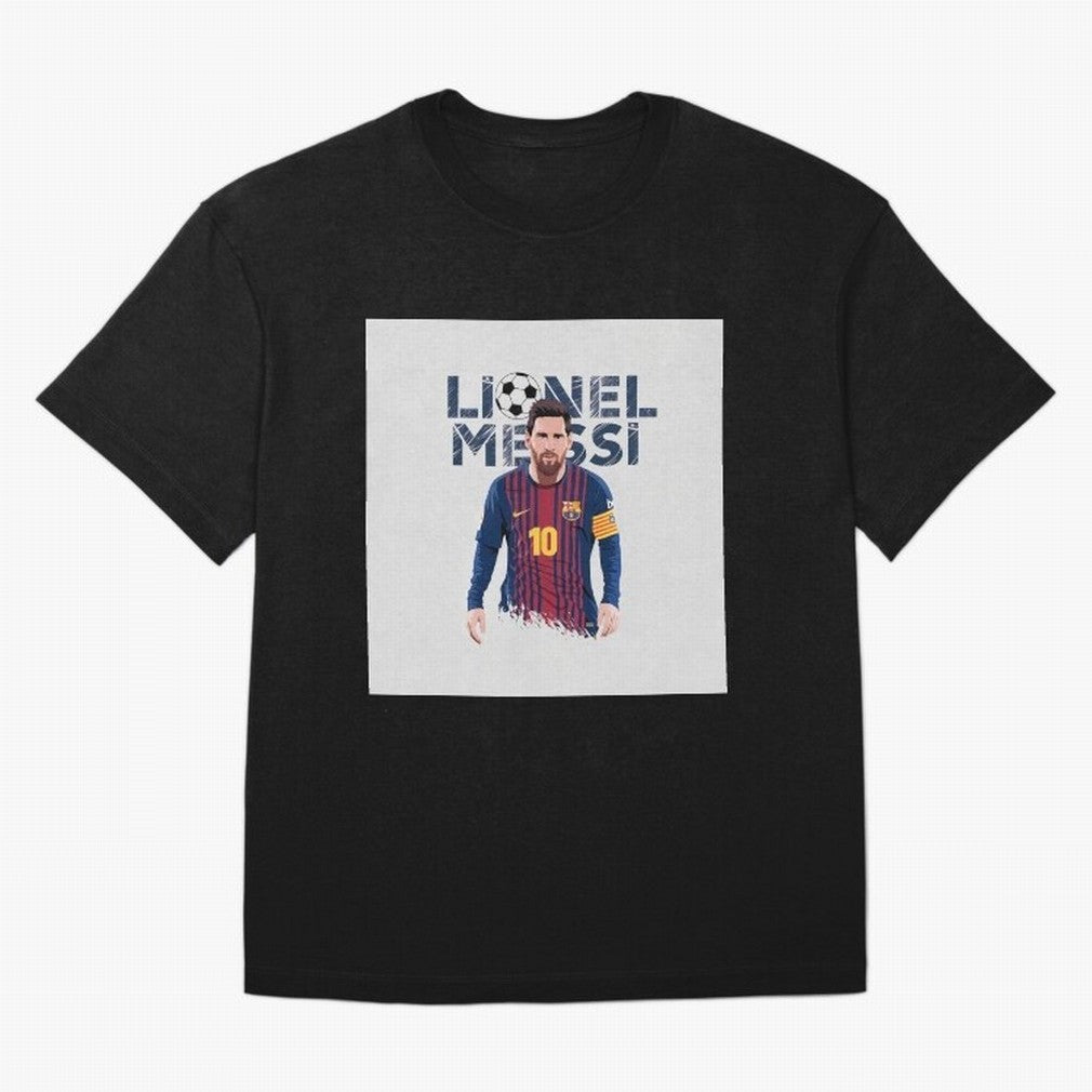 Stylized Lionel Messi Barcelona Illustration ¨C Iconic Football Artwork Oversized T-Shirt Show Support during Global Football Passion for FIFA World Cup 2026 USA Canada Mexico, Featuring Neymar, Argentina, France and Brazil, Stadium Chants,