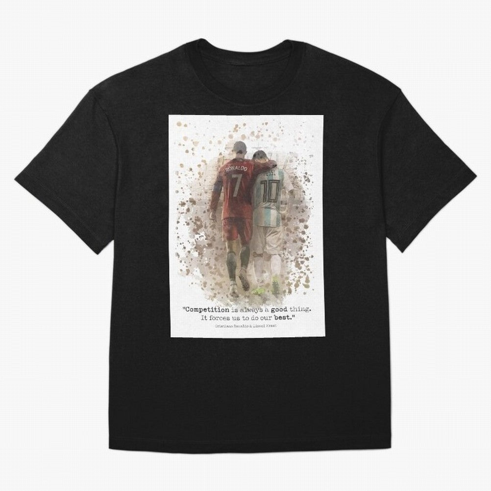 Cristiano Ronaldo Messi Soccer Quote Poster Oversized T-Shirt Feel the Heartbeat of FIFA World Cup 2026 Group Stage Spirit, Capturing France and Portugal, Cristiano Ronaldo, Worldwide Fan Energy, Dramatic Goals, Stadium Lights and Championship