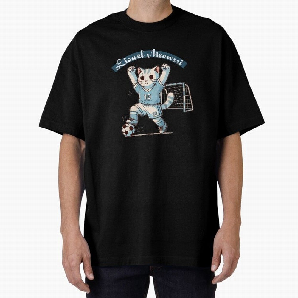 Lionel Meowssi Oversized T-Shirt Bring Global Football Passion for FIFA World Cup 2026 Group Stage, Inspired by Mbappe, Netherlands, Champion Mindset, Group Stage Buzz, Knockout Tension and Passionate Fan Culture; Made for Die Hard Supporters,