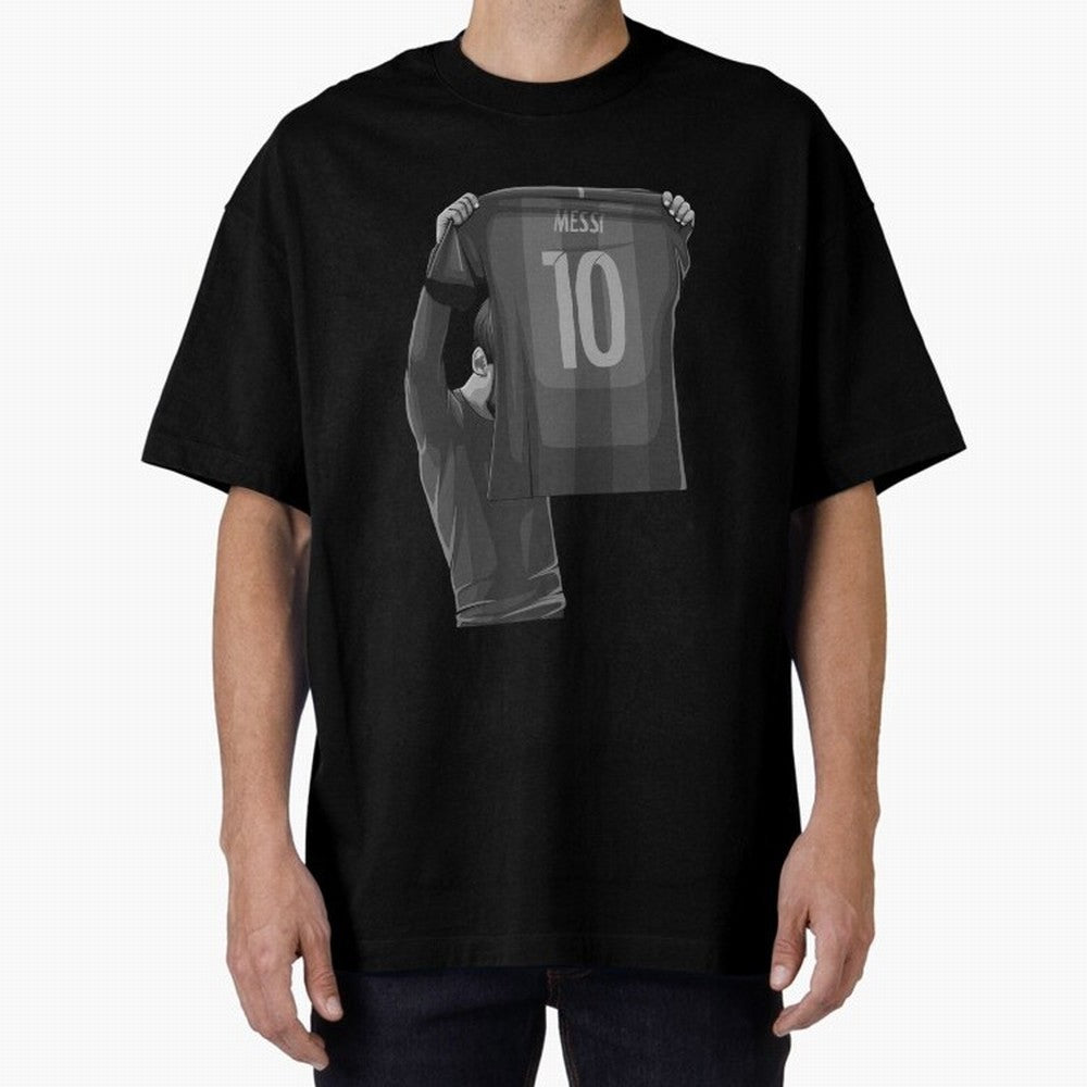 Lionel Messi Black and White Version Oversized T-Shirt Join the Global Buzz around Global Football Passion for FIFA World Cup 2026 USA Canada Mexico, Centered on Cristiano Ronaldo, Haaland and CR7, England, Championship Spirit, Famous Goals,