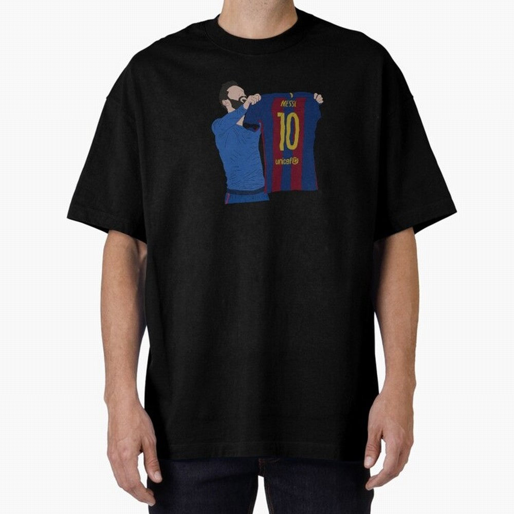 Lionel Messi | Barcelona legend Oversized T-Shirt Celebrate the Road through Match Day Hype around FIFA World Cup 2026 USA Canada Mexico, Haaland and Mbappe, France, Vintage Soccer Flavor, Modern Football Stars, National Flags and Final Night