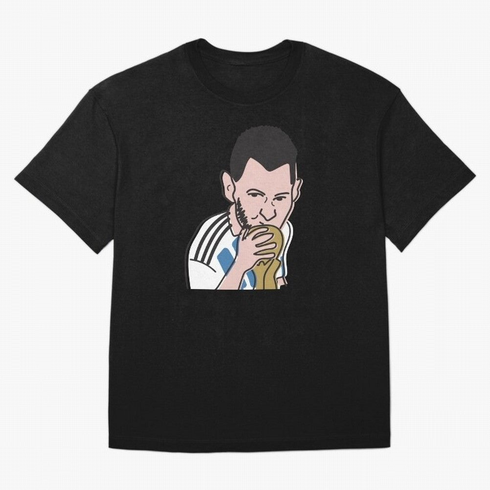 Lionel Messi in Weirdtual Reality Oversized T-Shirt Stand with FIFA World Cup 2026 USA Canada Mexico for Fans of Messi, Neymar and Mbappe and Portugal, Spain and Germany, Bringing Worldwide Fan Energy, Dramatic Goals, Stadium Lights and
