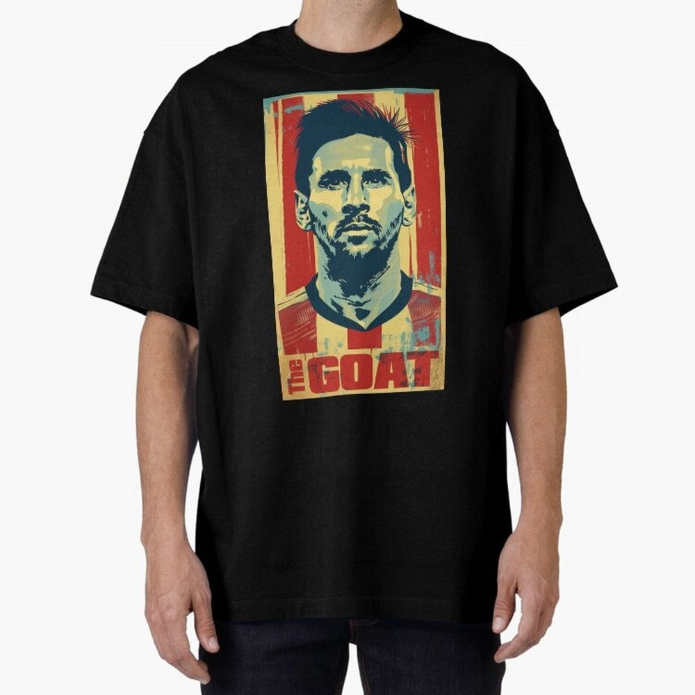 Messi The GOAT Graphic poster design Premium T-Shirt Bring International Match Energy to FIFA World Cup 2026 USA Canada Mexico Celebrating Messi and Cristiano Ronaldo, Argentina and Brazil Energy, Retro Football Energy, Iconic Rivalries, Trophy