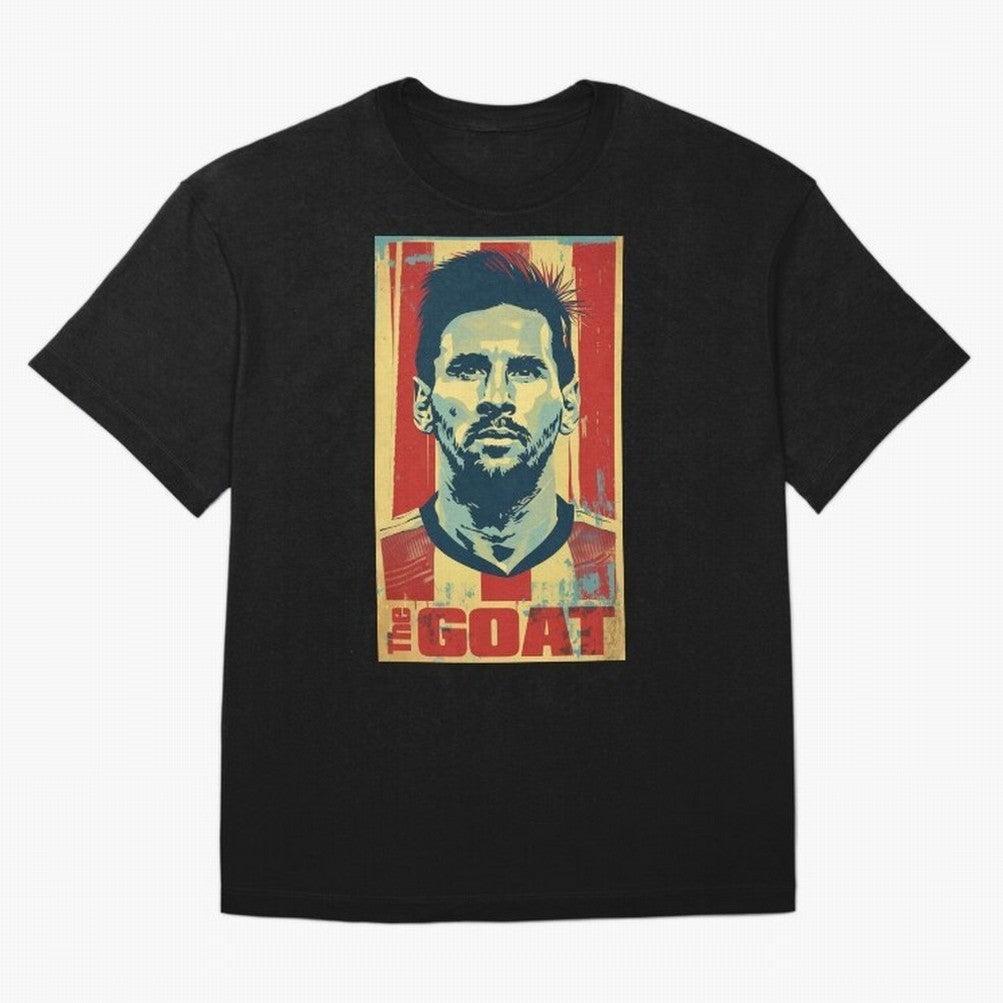 Messi The GOAT Graphic poster design Premium T-Shirt Bring International Match Energy to FIFA World Cup 2026 USA Canada Mexico Celebrating Messi and Cristiano Ronaldo, Argentina and Brazil Energy, Retro Football Energy, Iconic Rivalries, Trophy