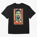 Messi The GOAT Graphic poster design Premium T-Shirt Bring International Match Energy to FIFA World Cup 2026 USA Canada Mexico Celebrating Messi and Cristiano Ronaldo, Argentina and Brazil Energy, Retro Football Energy, Iconic Rivalries, Trophy