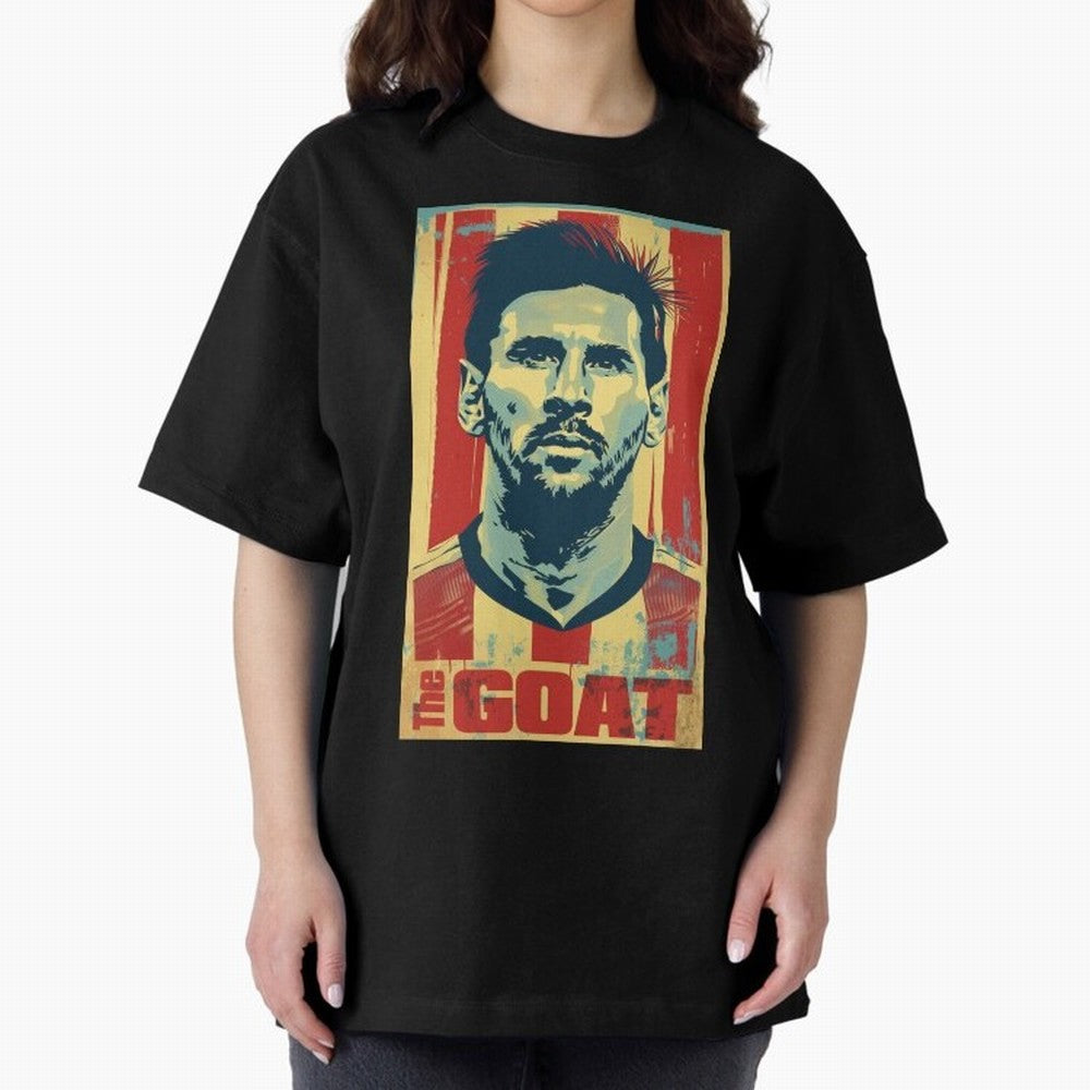 Messi The GOAT Graphic poster design Premium T-Shirt Bring International Match Energy to FIFA World Cup 2026 USA Canada Mexico Celebrating Messi and Cristiano Ronaldo, Argentina and Brazil Energy, Retro Football Energy, Iconic Rivalries, Trophy