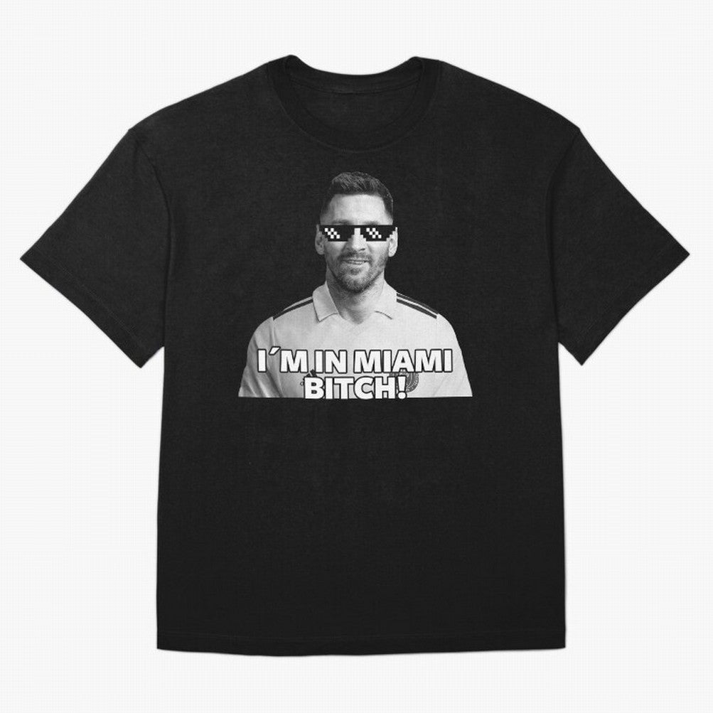 Lionel Messi Inter Miami Football Soccer meme Welcome to Miami I¡äm in Miami Bitch quotes funny champions player Sticker Premium T-Shirt Carry National Pride through FIFA World Cup 2026 Group Stage Connected to CR7, Argentina Energy, Retro Football