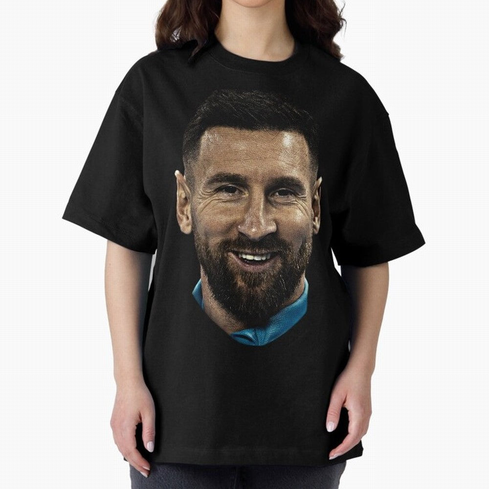 Messi Iconic Smile - Streetwear Style Portrait Premium T-Shirt Share the Excitement of the FIFA World Cup 2026 Group Stage Journey through CR7 Highlights, England Pride, Football History, Final Match Energy, Crowd Noise and Once in a Lifetime