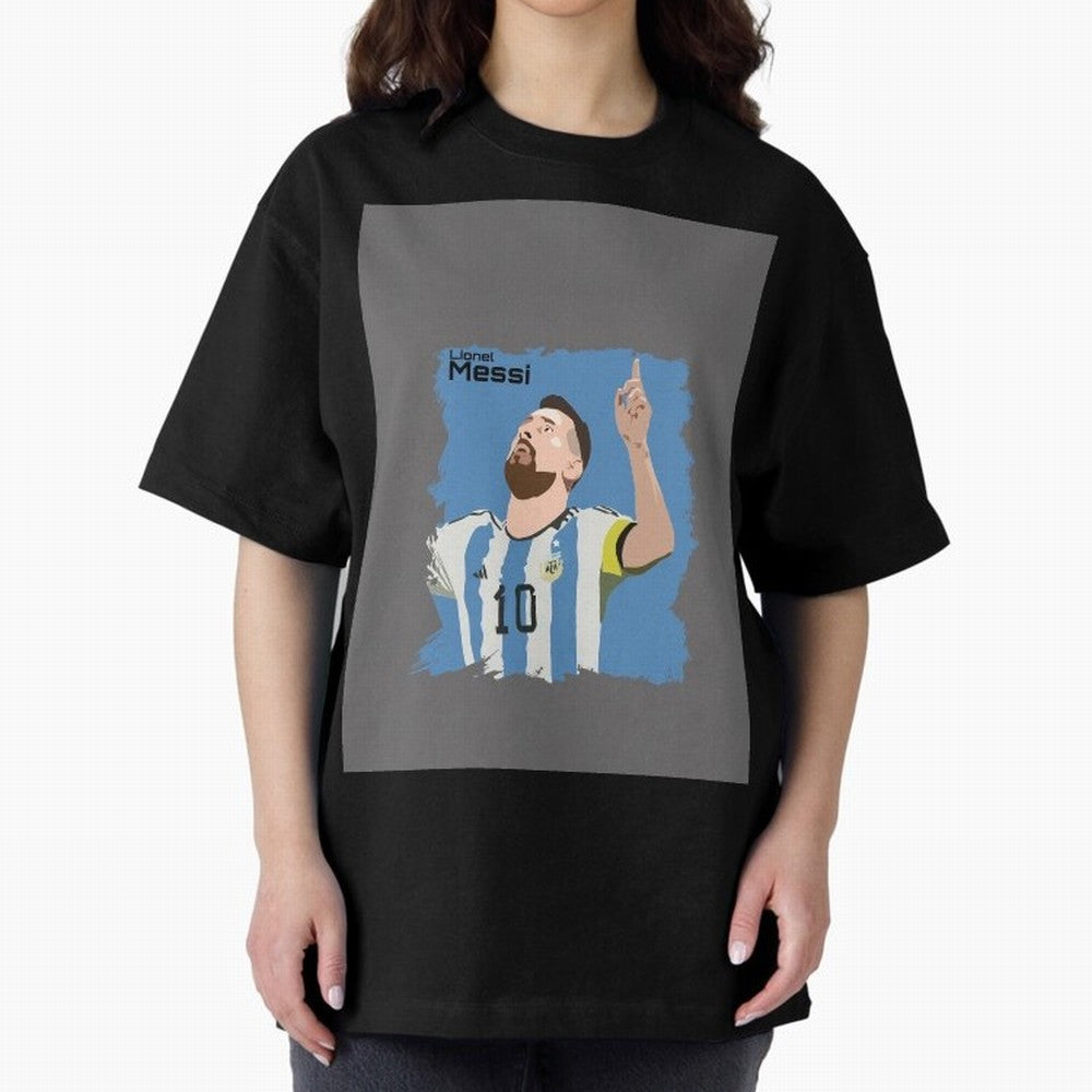 Lionel Messi Triumphant Argentina Portrait Graphic T-Shirt Show Your Stadium Side during FIFA World Cup 2026 Group Stage for Fans of Mbappe and Neymar and Argentina, Bringing Global Supporter Spirit, Legendary Goals, National Colors and Tournament
