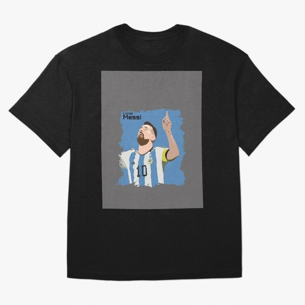 Lionel Messi Triumphant Argentina Portrait Graphic T-Shirt Show Your Stadium Side during FIFA World Cup 2026 Group Stage for Fans of Mbappe and Neymar and Argentina, Bringing Global Supporter Spirit, Legendary Goals, National Colors and Tournament