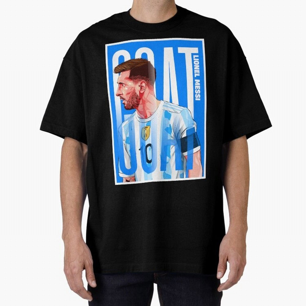 Lionel Messi The GOAT Illustration artwork Premium T-Shirt Celebrate Soccer Greatness during Global Football Passion for FIFA World Cup 2026 USA Canada Mexico, Highlighting Messi, England, Supporter Pride, Iconic Celebrations, Legendary Names and