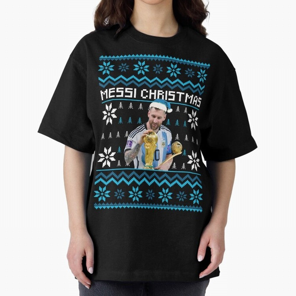 Leo Messi Christmas Ugly Sweater Design Classic T-Shirt Relive Legendary Nights from FIFA World Cup 2026 for Fans of Messi, Neymar and Mbappe and Netherlands, Bringing Sports Nostalgia, International Competition, Famous Players and Unforgettable