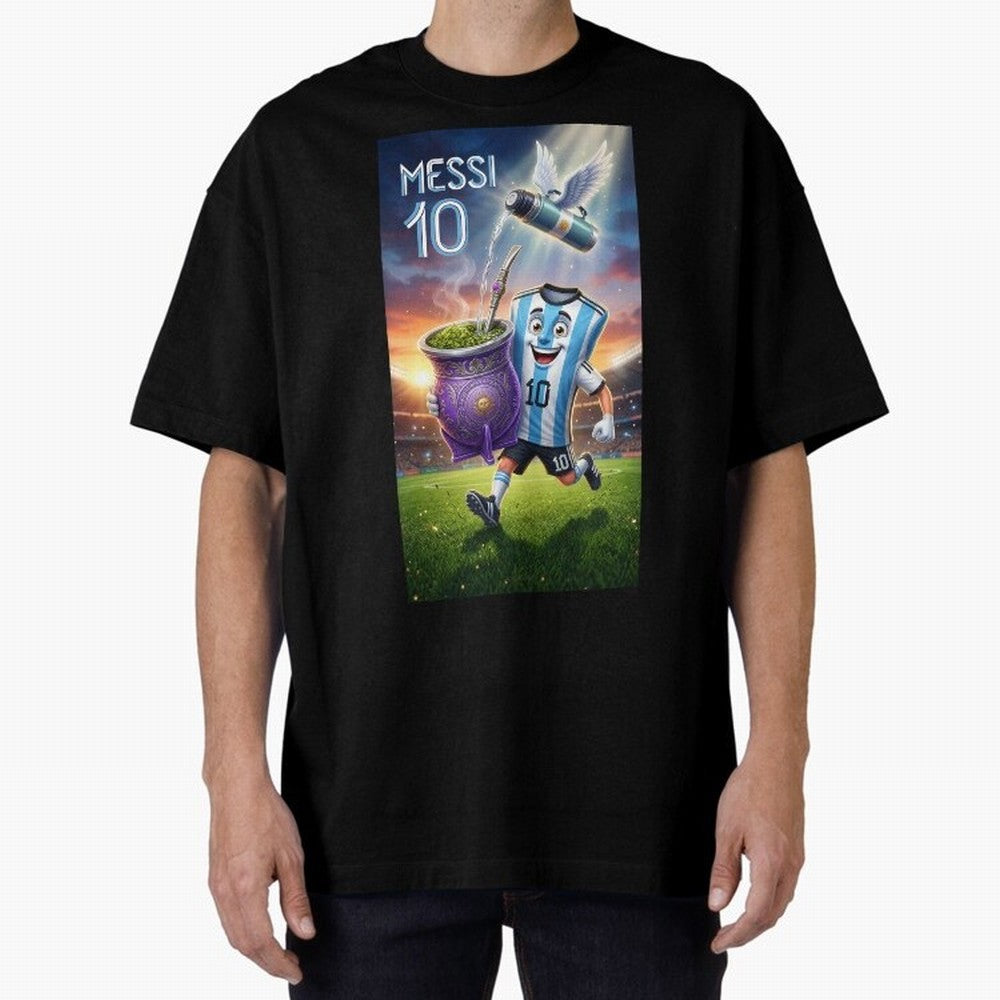 Messi 10 & Mate Magic ¨C The Soul of Argentine Football - Argentina Football Mate Mascot - Messi 10 Soccer Fan Art Oversized T-Shirt Fuel the FIFA World Cup 2026 USA Canada Mexico Journey through Messi Highlights, Brazil, Portugal and Argentina