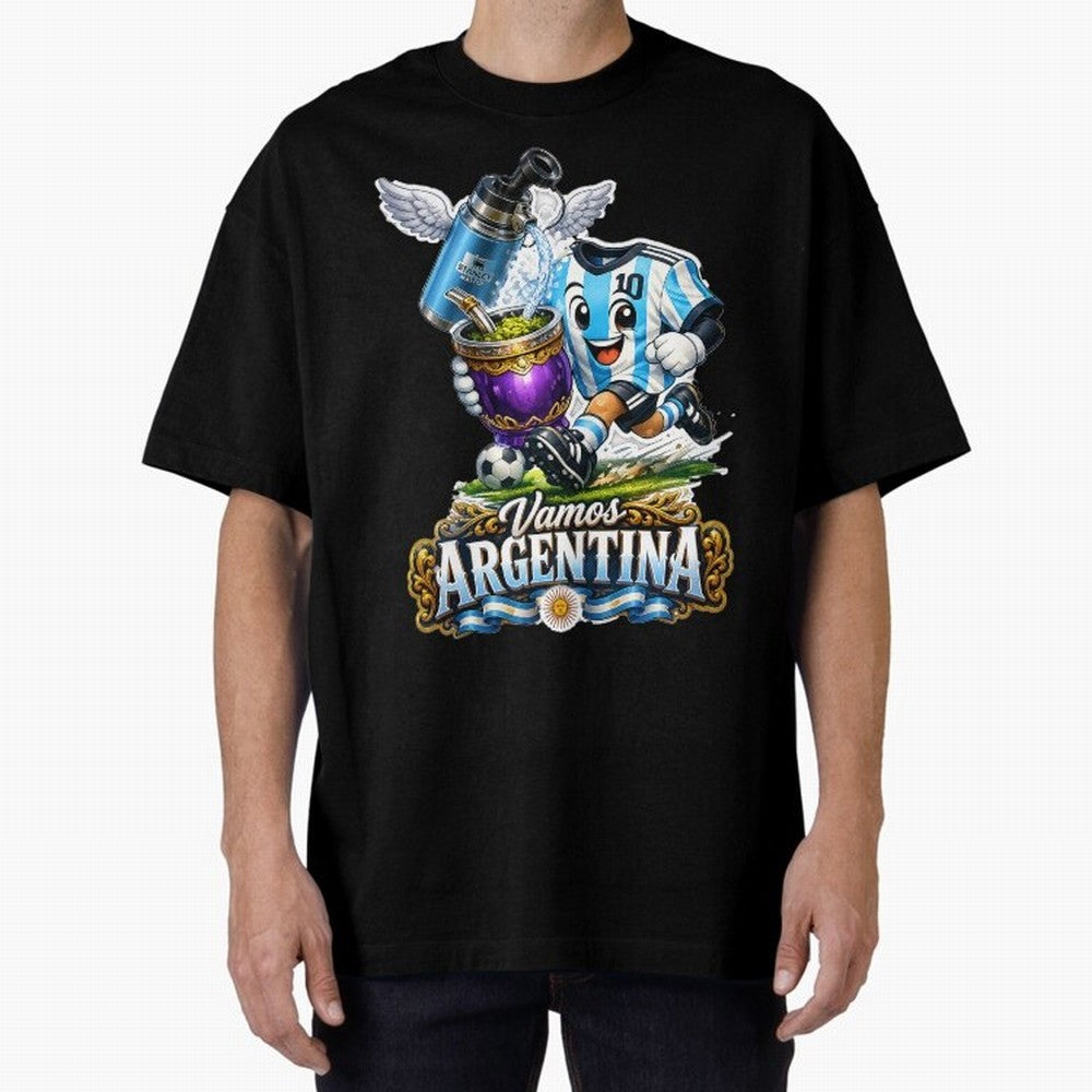 Cancha & Mate Dreams ¨C Argentina Football Heritage - Argentina Football Mate Mascot - Messi 10 Soccer Fan Art Classic T-Shirt Make the Season About FIFA World Cup 2026 Group Stage Connected to Haaland, Argentina, France and Brazil Energy,
