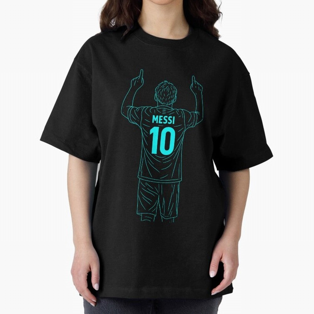 Messi Iconic Celebration Oversized T-Shirt Treasure FIFA World Cup 2026 Group Stage for Fans of Cristiano Ronaldo and Portugal, Spain and Germany, Bringing Sports Nostalgia, International Competition, Famous Players and Unforgettable Victories;