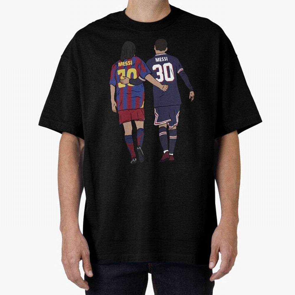 Young Messi and Old Messi Essential T-Shirt Honor Champions and Dreams in the FIFA World Cup 2026 USA Canada Mexico Journey through Cristiano Ronaldo, Haaland and CR7 Highlights, Portugal, Spain and Germany Pride, Worldwide Fan Energy, Dramatic