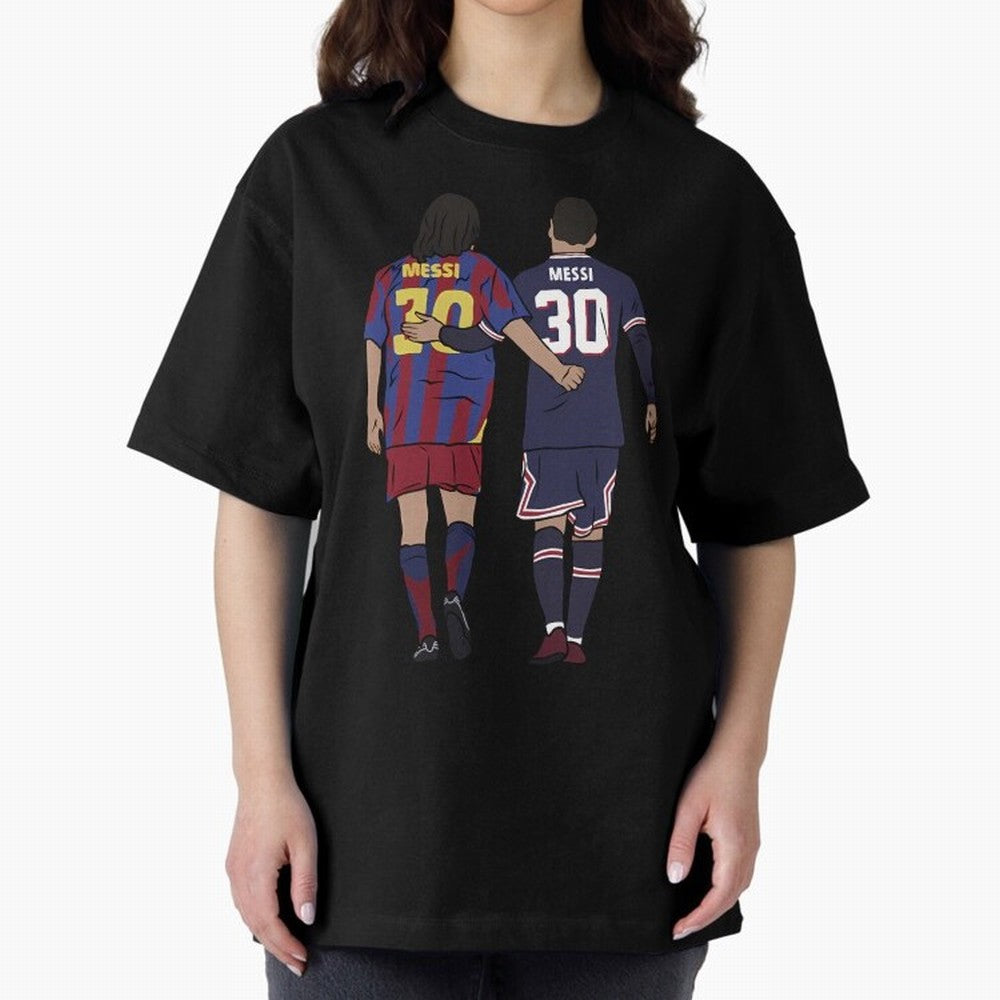 Young Messi and Old Messi Essential T-Shirt Honor Champions and Dreams in the FIFA World Cup 2026 USA Canada Mexico Journey through Cristiano Ronaldo, Haaland and CR7 Highlights, Portugal, Spain and Germany Pride, Worldwide Fan Energy, Dramatic