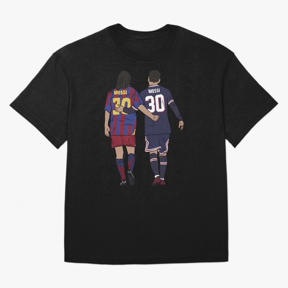 Young Messi and Old Messi Essential T-Shirt Honor Champions and Dreams in the FIFA World Cup 2026 USA Canada Mexico Journey through Cristiano Ronaldo, Haaland and CR7 Highlights, Portugal, Spain and Germany Pride, Worldwide Fan Energy, Dramatic