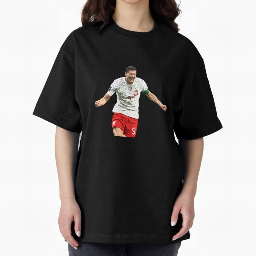 Robert Lewandowski Oversized T-Shirt Show Match Day Excitement for Match Day Hype around FIFA World Cup 2026, Mbappe, Argentina and Brazil, Soccer Culture, Superstar Moments, National Team Dreams and Competitive Fire; Perfect for People Who Love