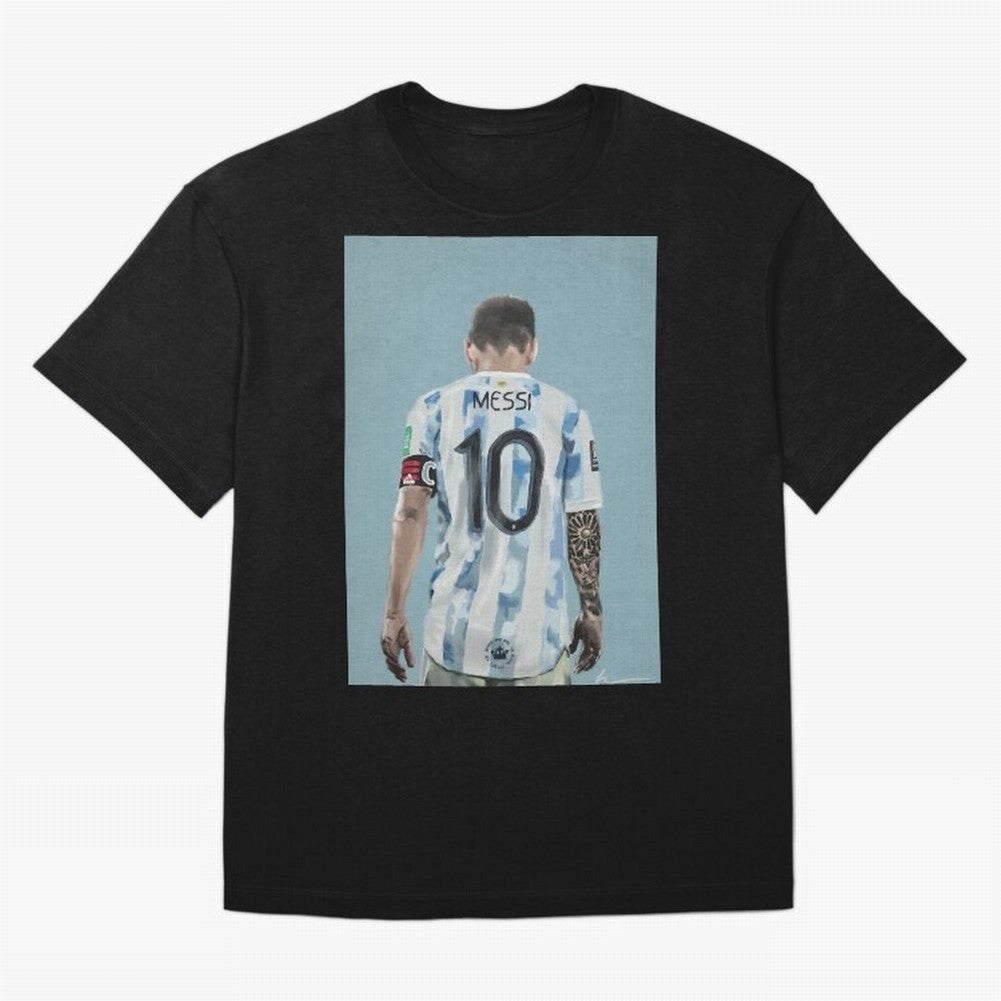 Portrait painting of Lionel Messi of Inter Miami and Argentina Classic T-Shirt Show Championship Spirit for FIFA World Cup 2026 USA Canada Mexico Inspired by Messi, Argentina Energy, Match Day Excitement, Supporter Culture, Golden Goals and Global