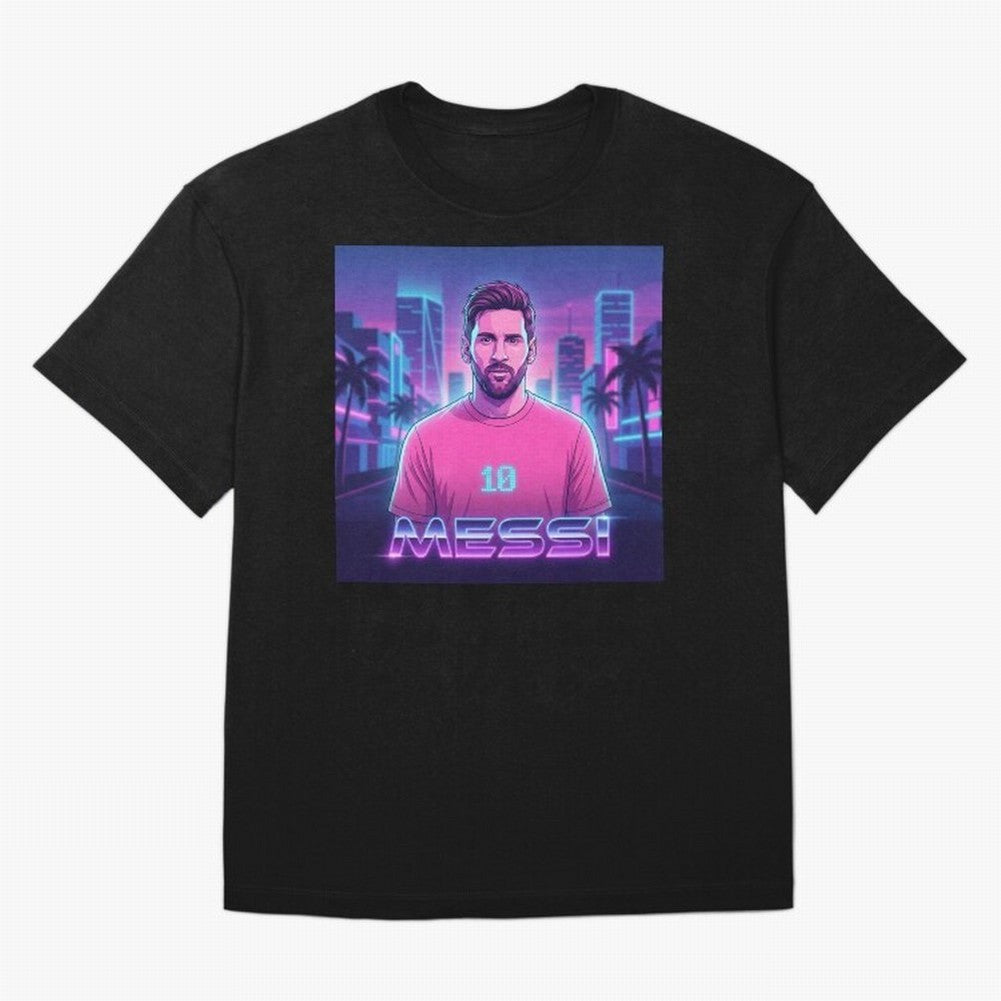 Inter Miami? Football Legend Messi Cyberpunk Retro Futurist Design (Version 2) Classic T-Shirt Honor the Beautiful Game during FIFA World Cup 2026 Group Stage Spirit, Celebrating Spain, CR7, Goal Celebration Energy, Supporter Heritage, Football