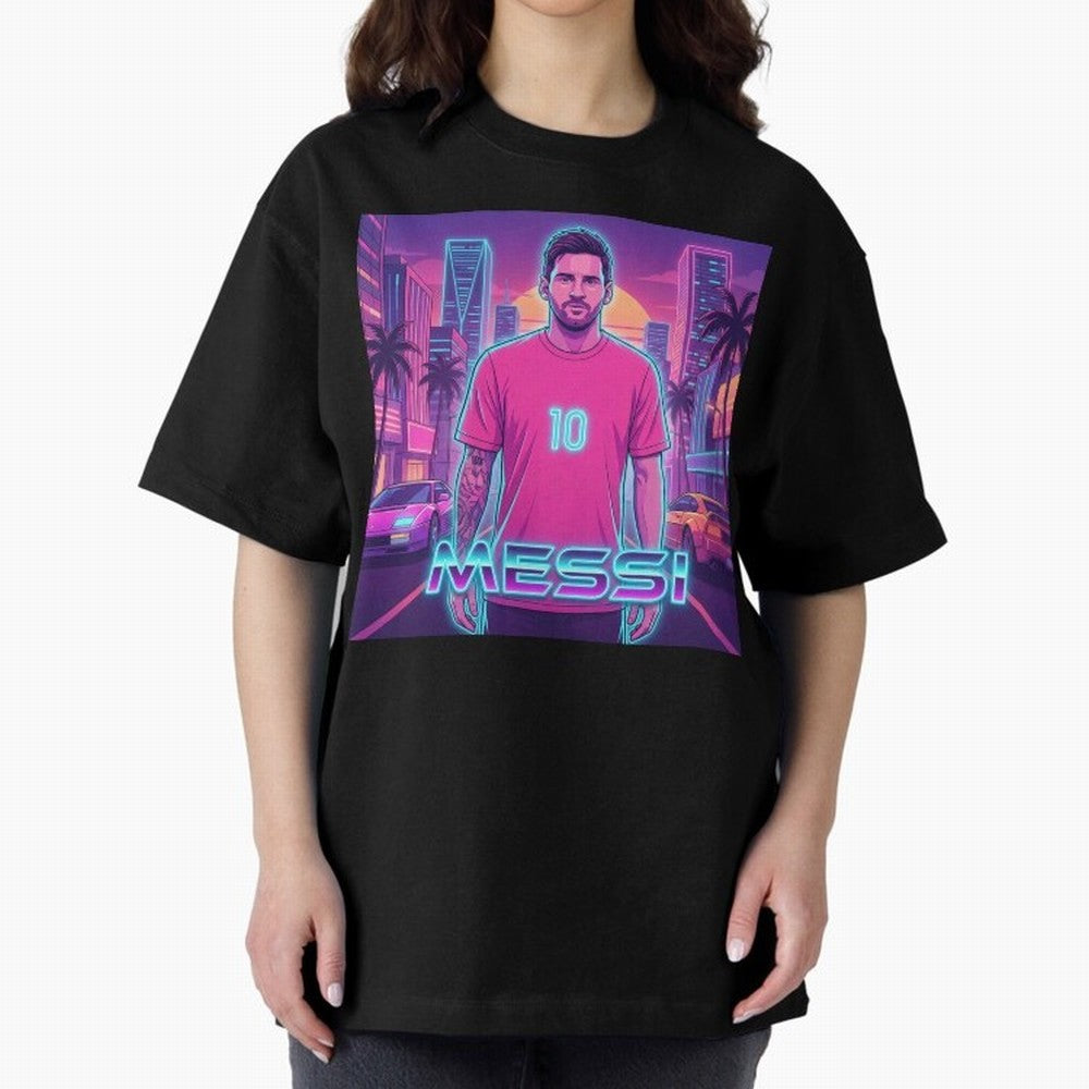Inter Miami? Football Legend Messi Cyberpunk Retro Futurist Design (Version 3) Classic T-Shirt Mark Global Football Passion for FIFA World Cup 2026, Made for Messi, Neymar and Mbappe, France and Portugal, Sports Nostalgia, International
