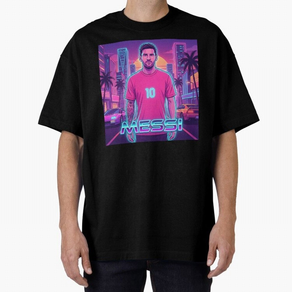 Inter Miami? Football Legend Messi Cyberpunk Retro Futurist Design (Version 3) Classic T-Shirt Mark Global Football Passion for FIFA World Cup 2026, Made for Messi, Neymar and Mbappe, France and Portugal, Sports Nostalgia, International