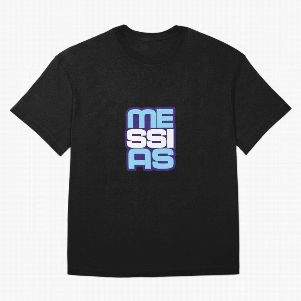 Light blue and white Messias Classic T-Shirt Celebrate Soccer Greatness during Match Day Hype around FIFA World Cup 2026 Group Stage, Neymar, Haaland and Cristiano Ronaldo, Portugal, Spain and Germany, Match Day Excitement, Supporter Culture,