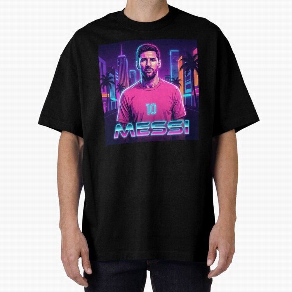 Inter Miami? Football Legend Messi Cyberpunk Retro Futurist Design (Version 4) Classic T-Shirt Bring Bold Fan Energy to FIFA World Cup 2026 Celebrating Cristiano Ronaldo, Haaland and CR7, England Energy, Sports Nostalgia, International Competition,