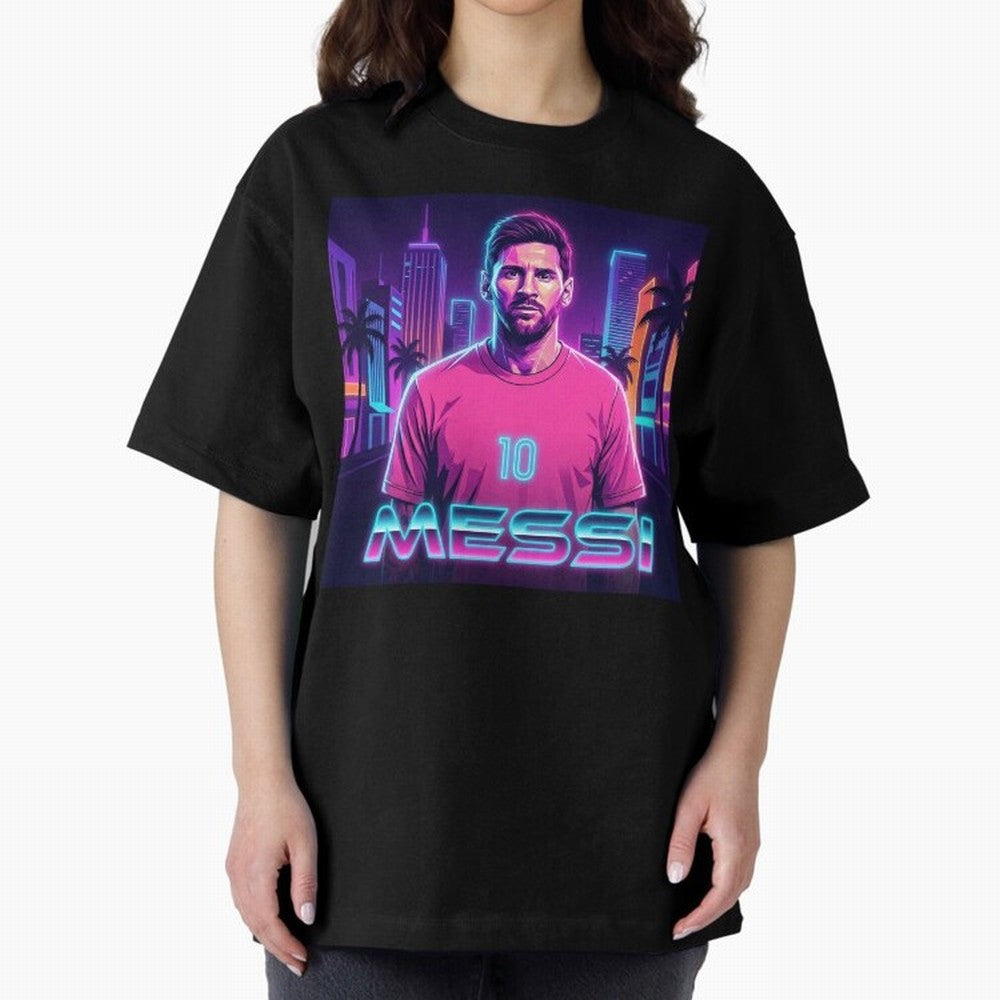 Inter Miami? Football Legend Messi Cyberpunk Retro Futurist Design (Version 4) Classic T-Shirt Bring Bold Fan Energy to FIFA World Cup 2026 Celebrating Cristiano Ronaldo, Haaland and CR7, England Energy, Sports Nostalgia, International Competition,