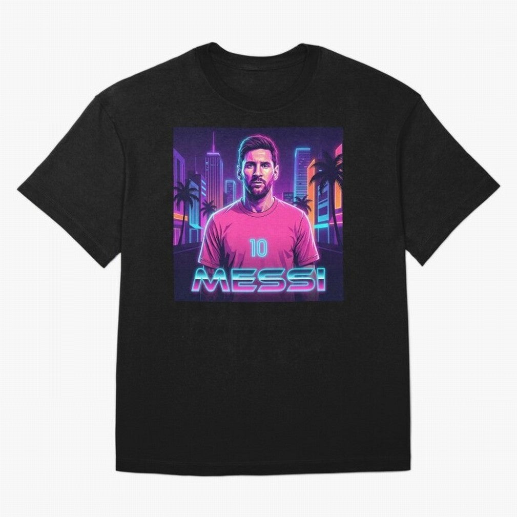 Inter Miami? Football Legend Messi Cyberpunk Retro Futurist Design (Version 4) Classic T-Shirt Bring Bold Fan Energy to FIFA World Cup 2026 Celebrating Cristiano Ronaldo, Haaland and CR7, England Energy, Sports Nostalgia, International Competition,