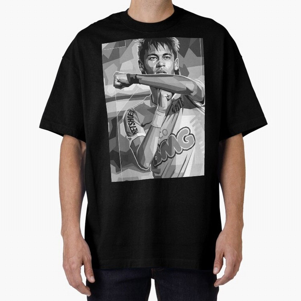 Neymar Grayscale Classic T-Shirt Show Passion for the Stars of Match Day Hype around FIFA World Cup 2026 USA Canada Mexico, Messi, CR7 and Mbappe, England, France and Netherlands, Retro Football Energy, Iconic Rivalries, Trophy Chase Drama and